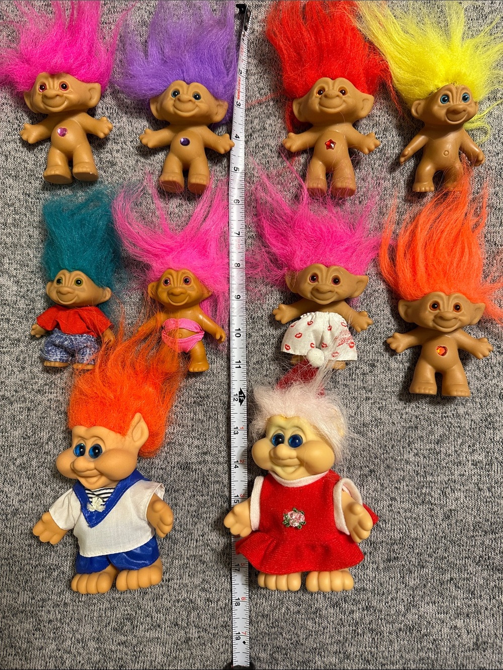 Vintage Troll Dolls Lot with Bright Multicolor Hair - Assorted Kids Toys